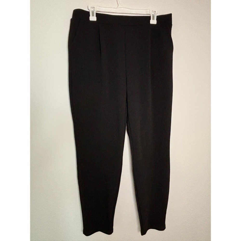 Emery Rose Black Pleated Elastic Waist Tapered Leg Trousers Pants XXL Plus Size